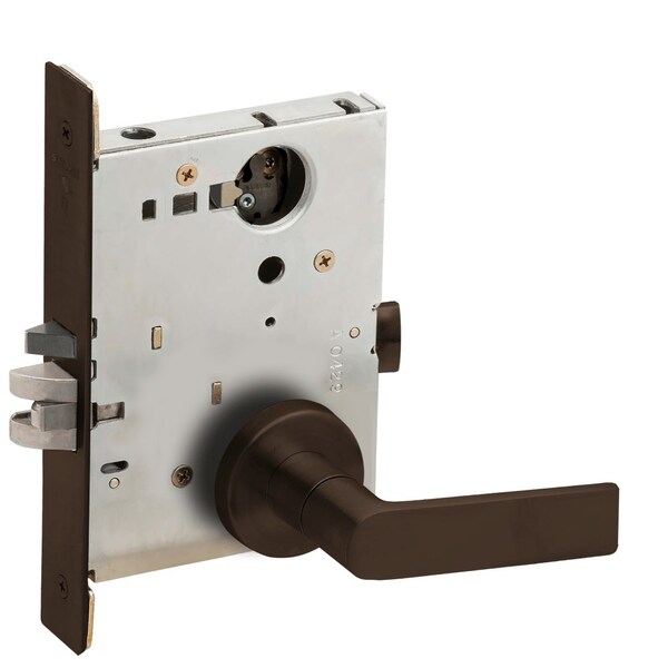Schlage Grade 1 Entrance Office Mortise Lock, Less Cylinder, 01 Lever, A Rose, Dark Oxidized Satin Bronze Oi L9050L 01A 613 - main
